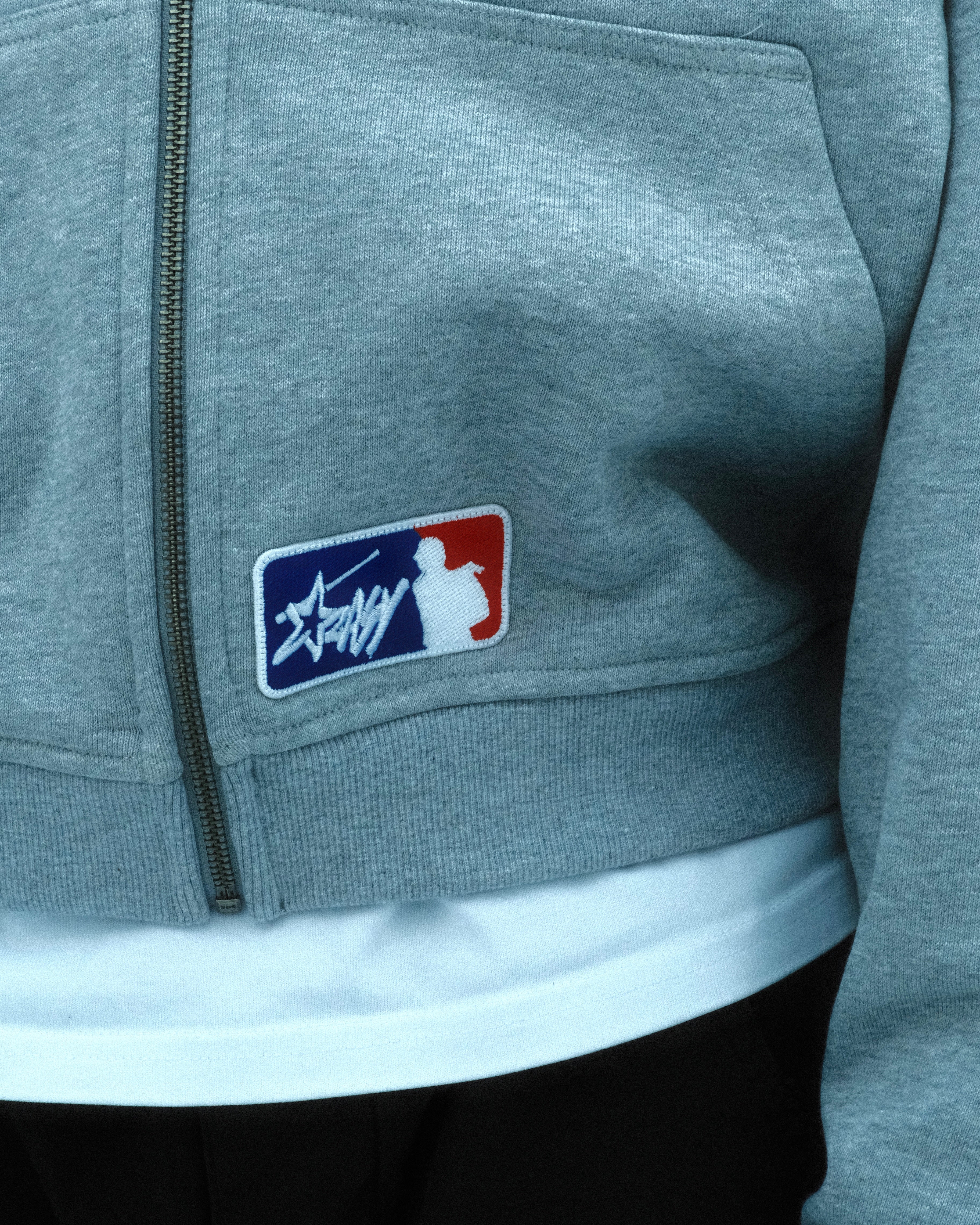 BASEBALL EMBROIDERED ZIPPED HOODIE