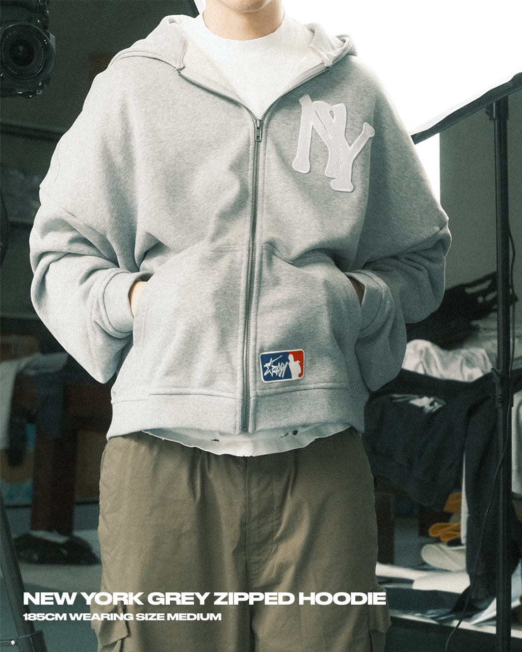 NEW YORK EMBROIDERED ZIPPED HOODIE