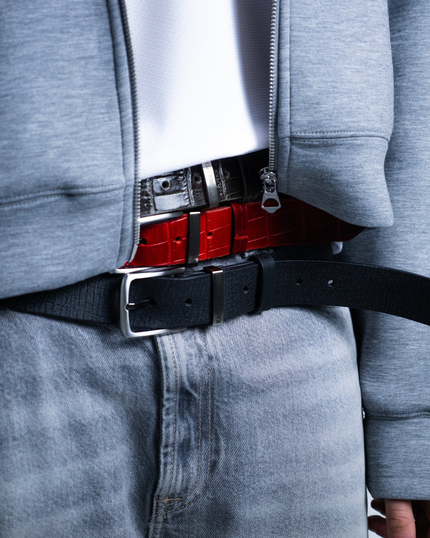 LEATHER CROCO BELT