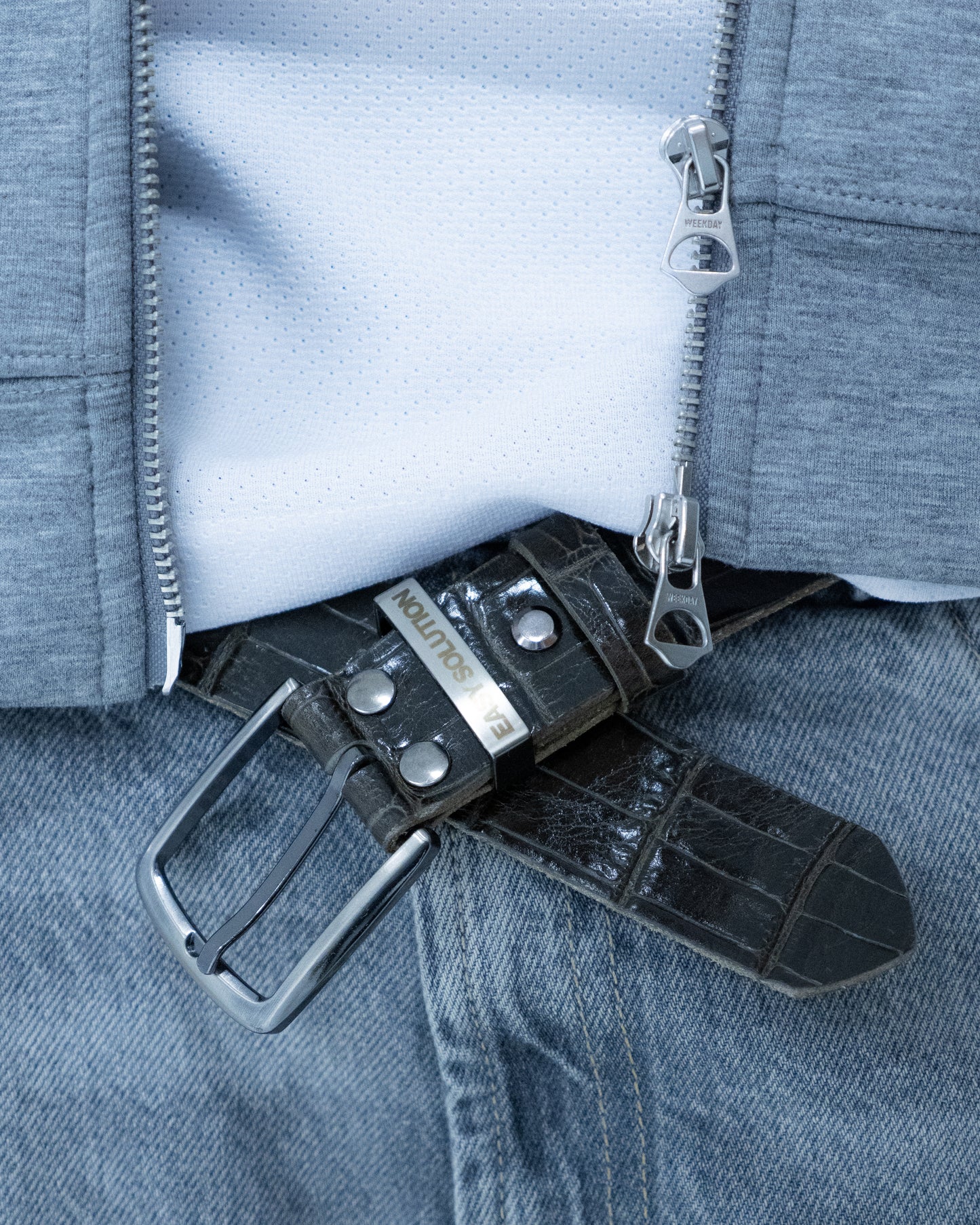 LEATHER CROCO BELT
