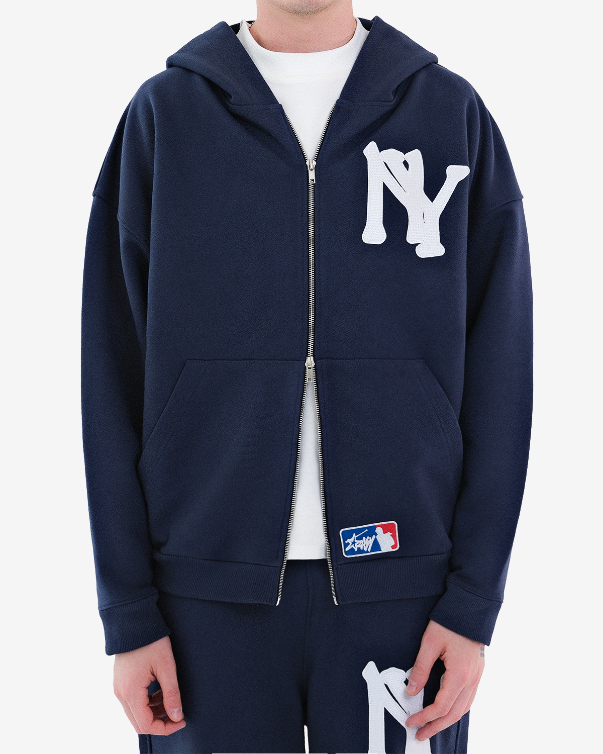 NEW YORK EMBROIDERED ZIPPED HOODIE