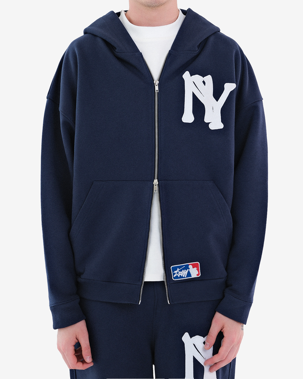 NEW YORK EMBROIDERED ZIPPED HOODIE