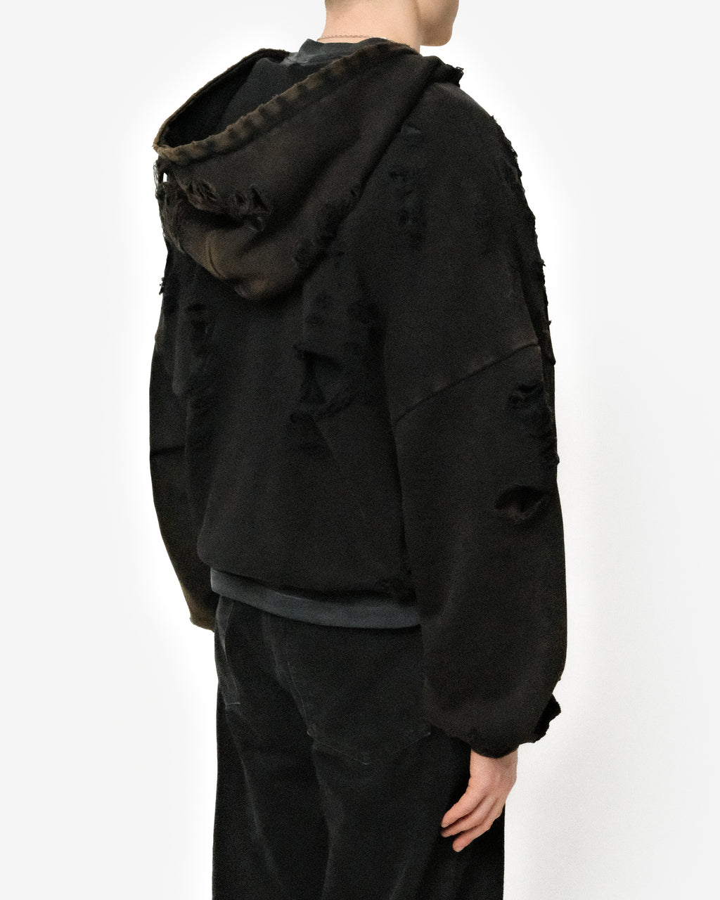 HEAVYWEIGHT FADED DISTRESSED ZIPPED HOODIE