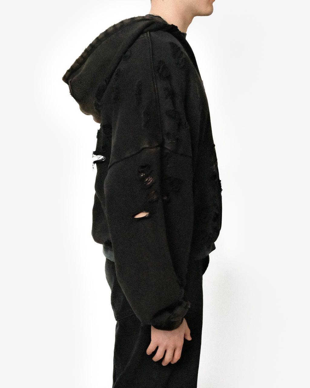 HEAVYWEIGHT FADED DISTRESSED ZIPPED HOODIE