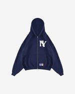 NEW YORK EMBROIDERED ZIPPED HOODIE