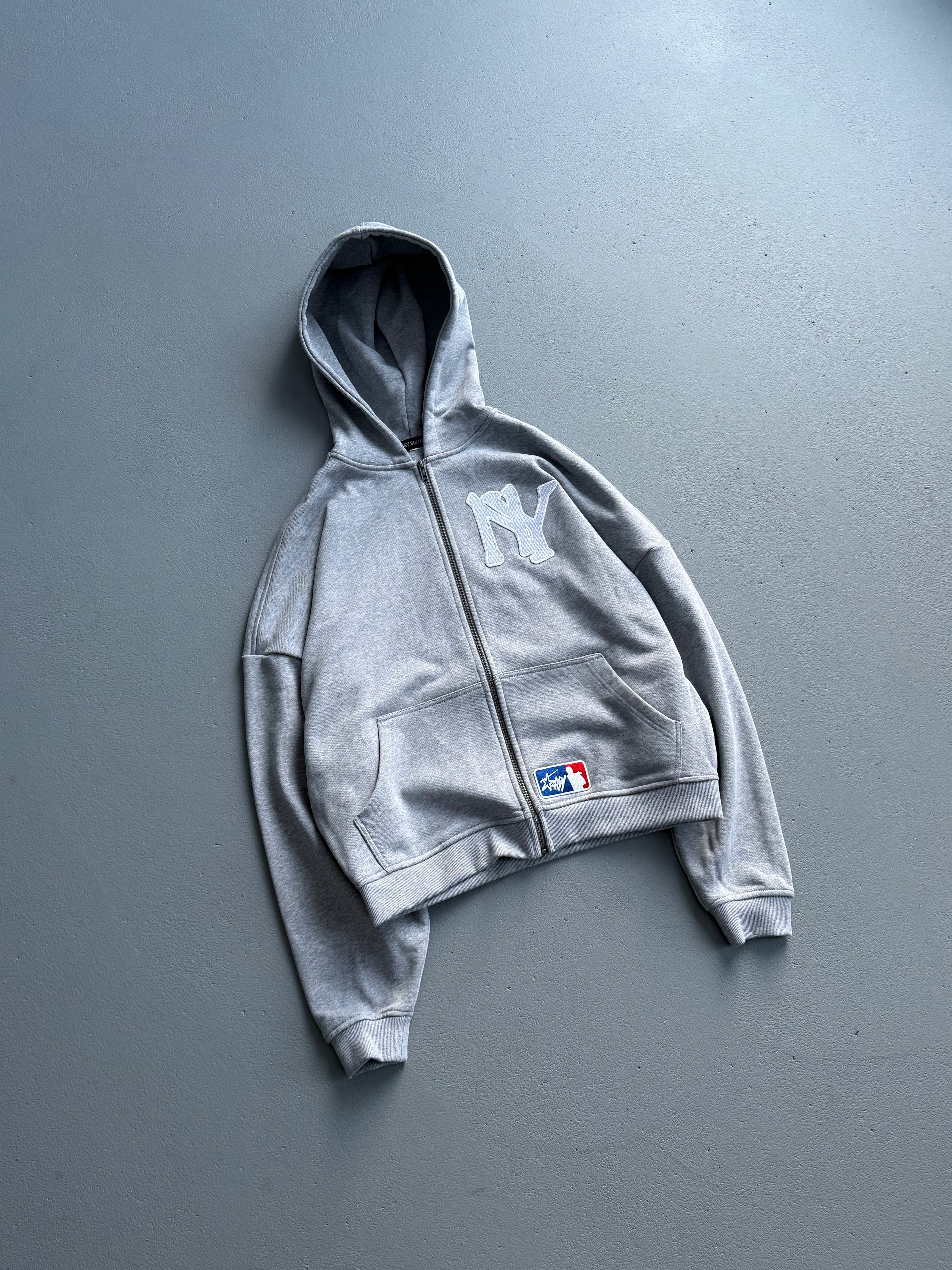 BASEBALL EMBROIDERED ZIPPED HOODIE