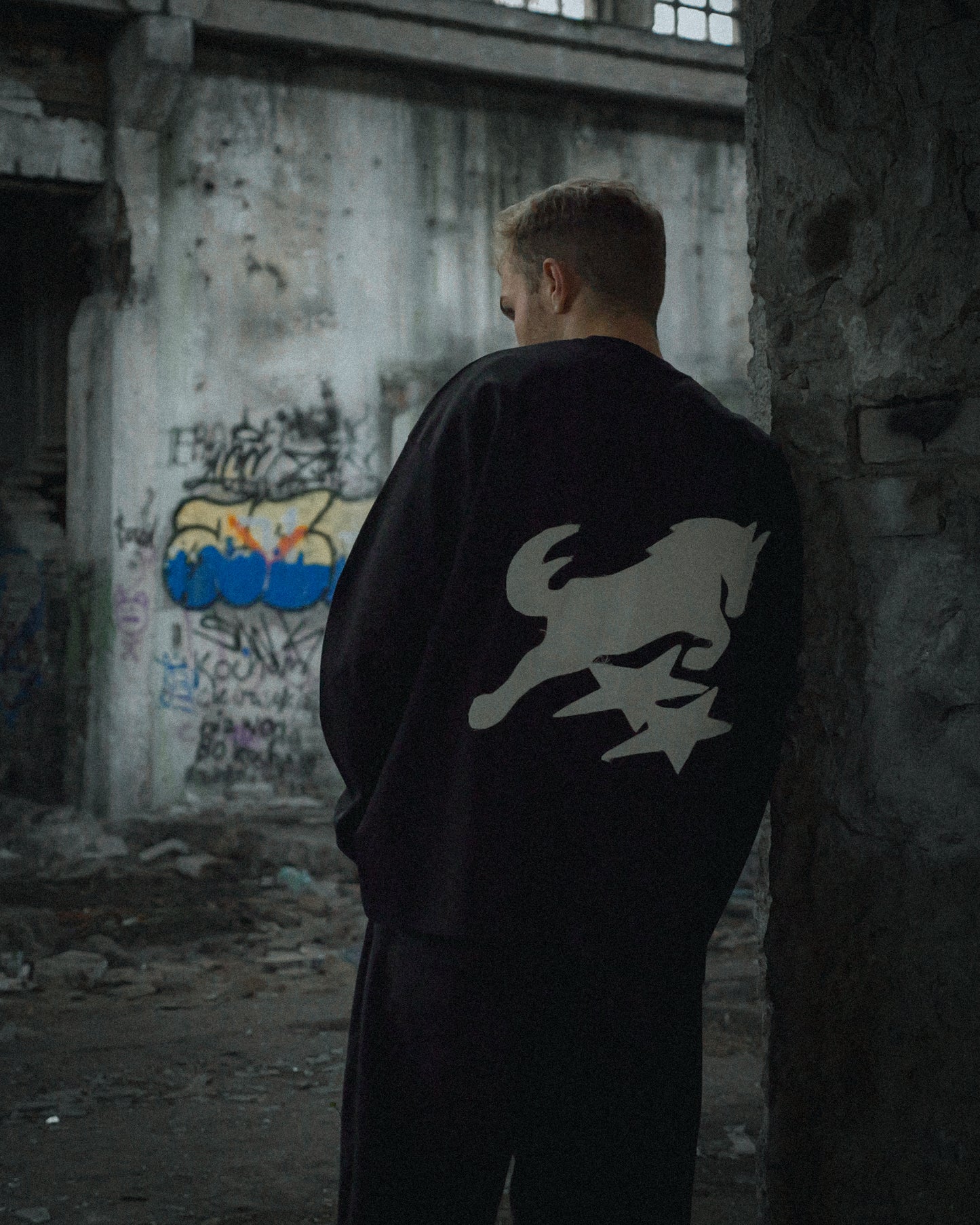 HORSE APPLIQUE CANVAS LONGSLEEVE