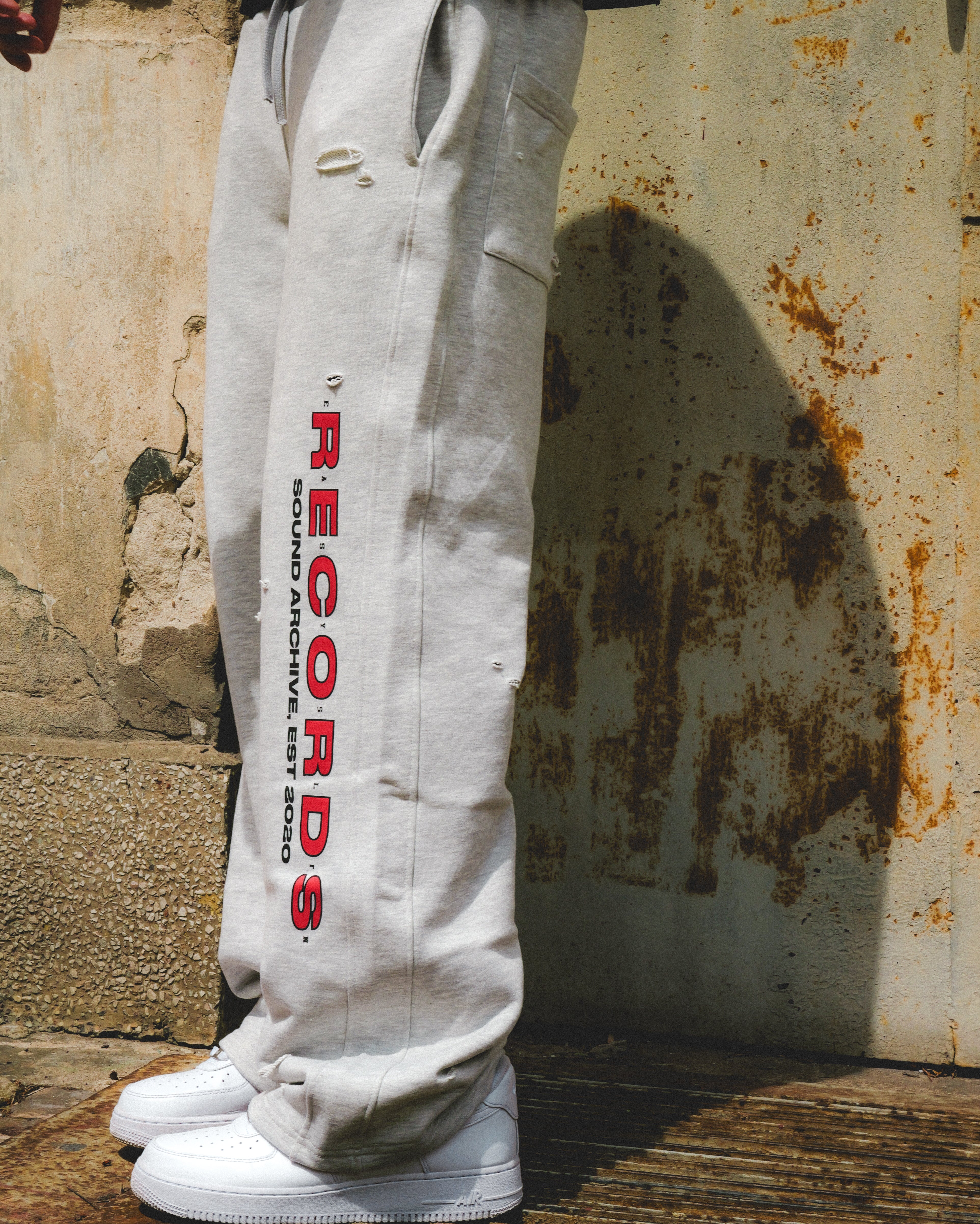 RECORDS DISTRESSED SWEATPANTS