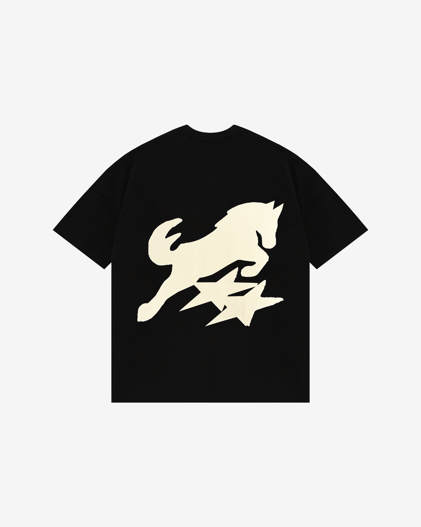 HORSE APPLIQUE CANVAS T-SHIRT
