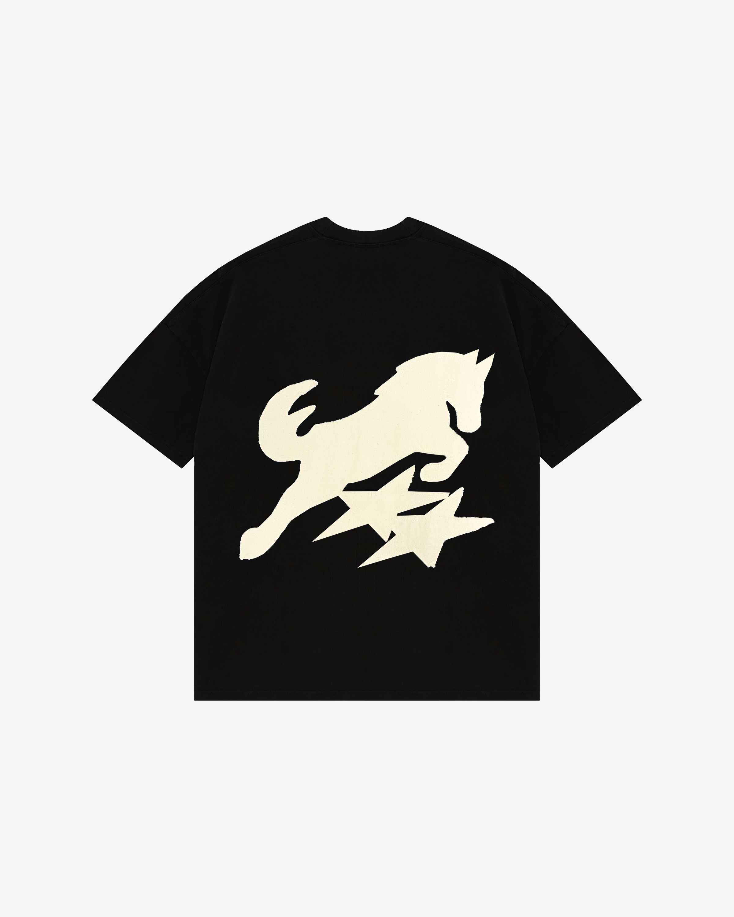 HORSE APPLIQUE CANVAS T-SHIRT