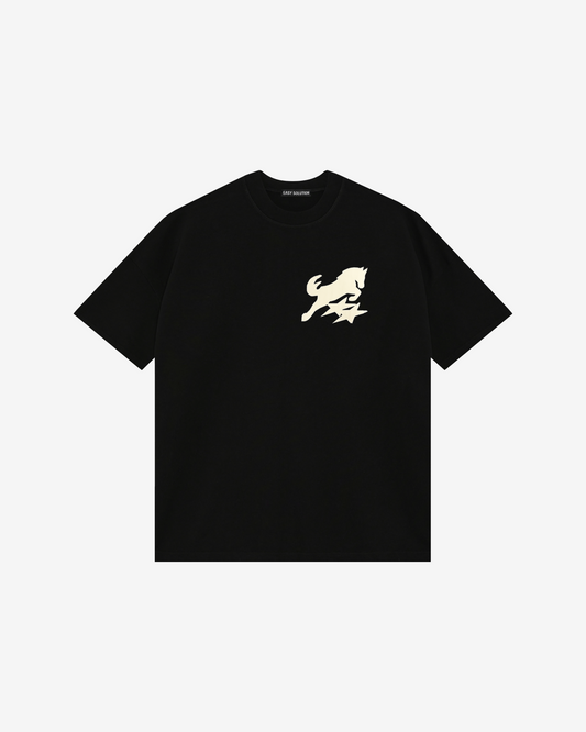 HORSE APPLIQUE CANVAS T-SHIRT