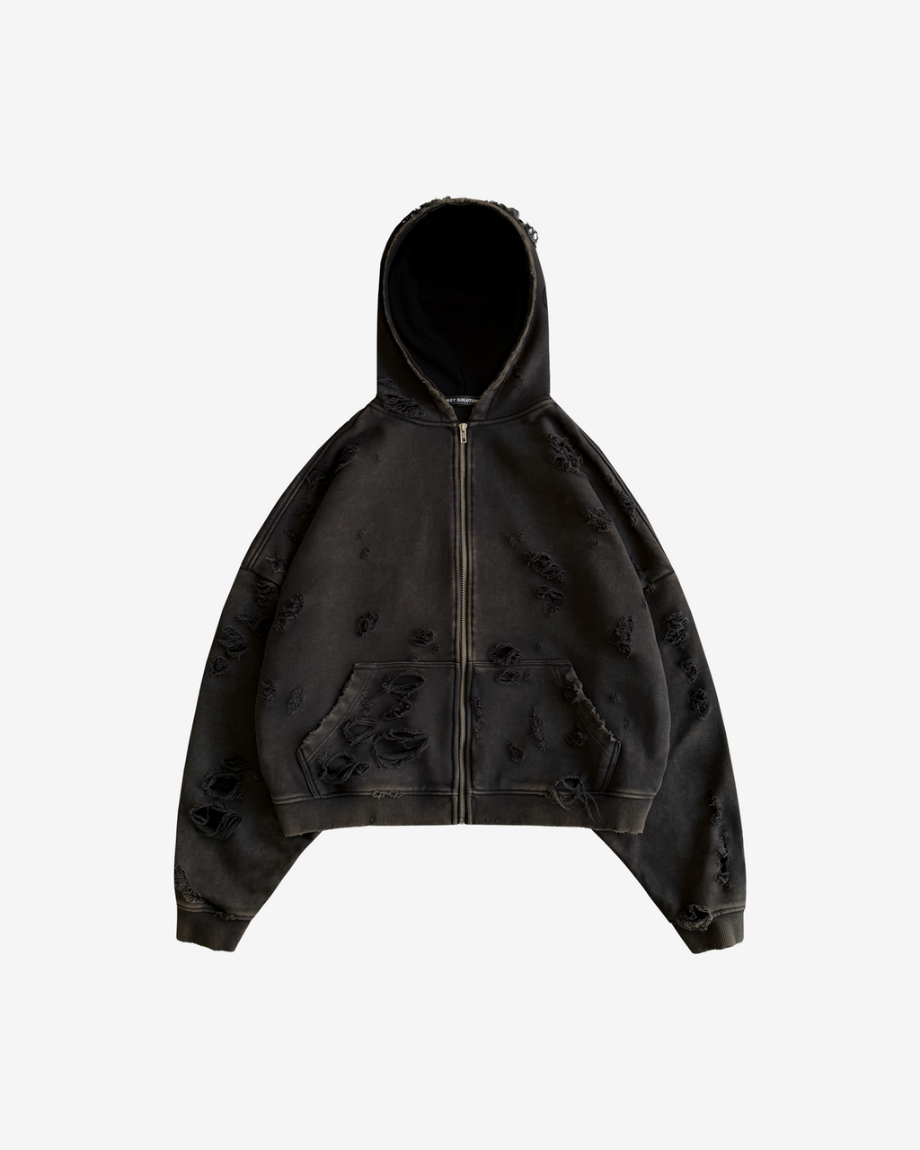HEAVYWEIGHT FADED DISTRESSED ZIPPED HOODIE