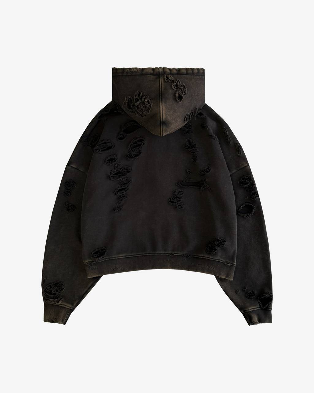 HEAVYWEIGHT FADED DISTRESSED ZIPPED HOODIE