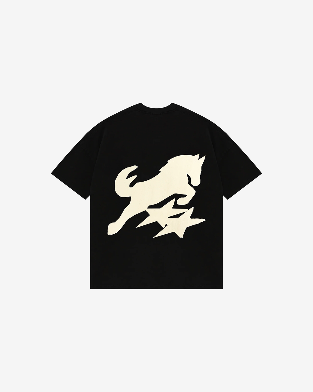 HORSE APPLIQUE CANVAS T-SHIRT