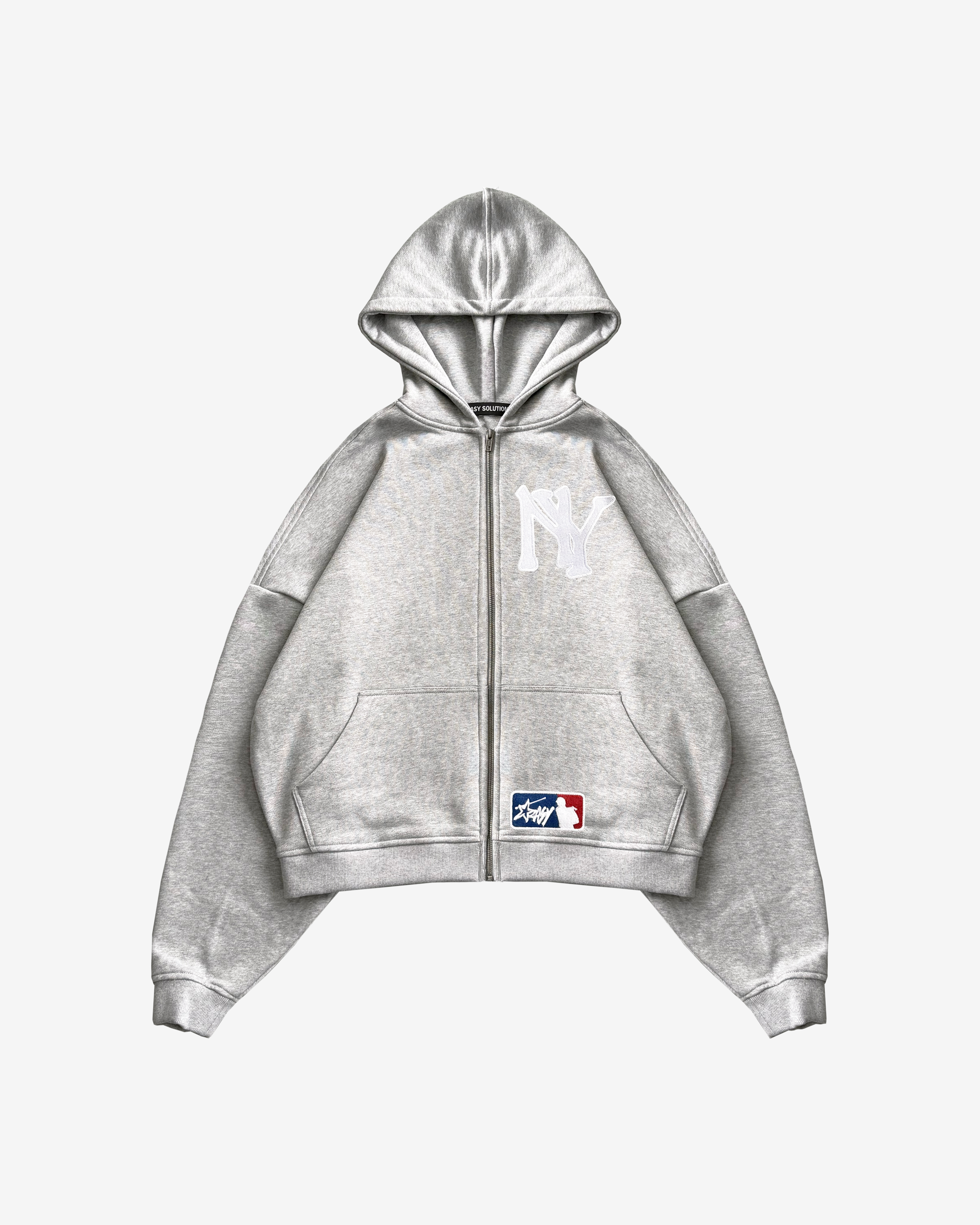 BASEBALL EMBROIDERED ZIPPED HOODIE