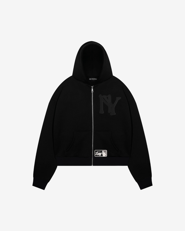 NEW YORK EMBROIDERD BLACK EDITION ZIPPED HOODIE