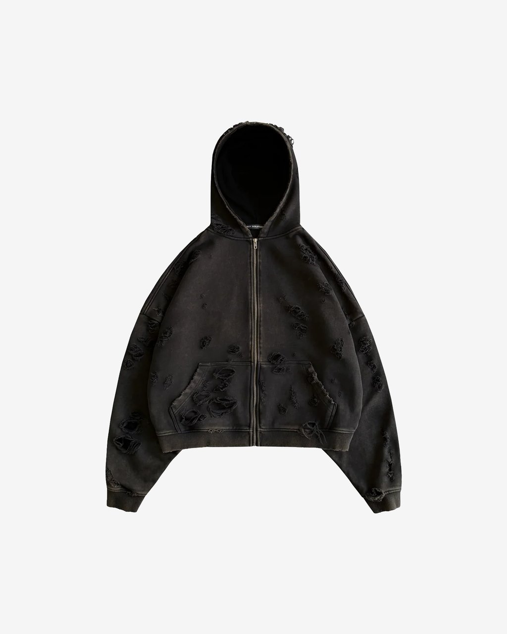 HEAVYWEIGHT FADED DISTRESSED ZIPPED HOODIE